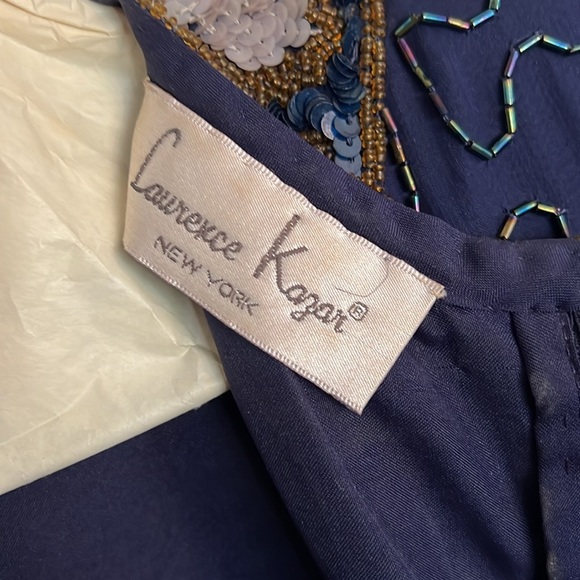 Laurence Kazar beaded silk dress Vintage Small - Picture 11 of 16